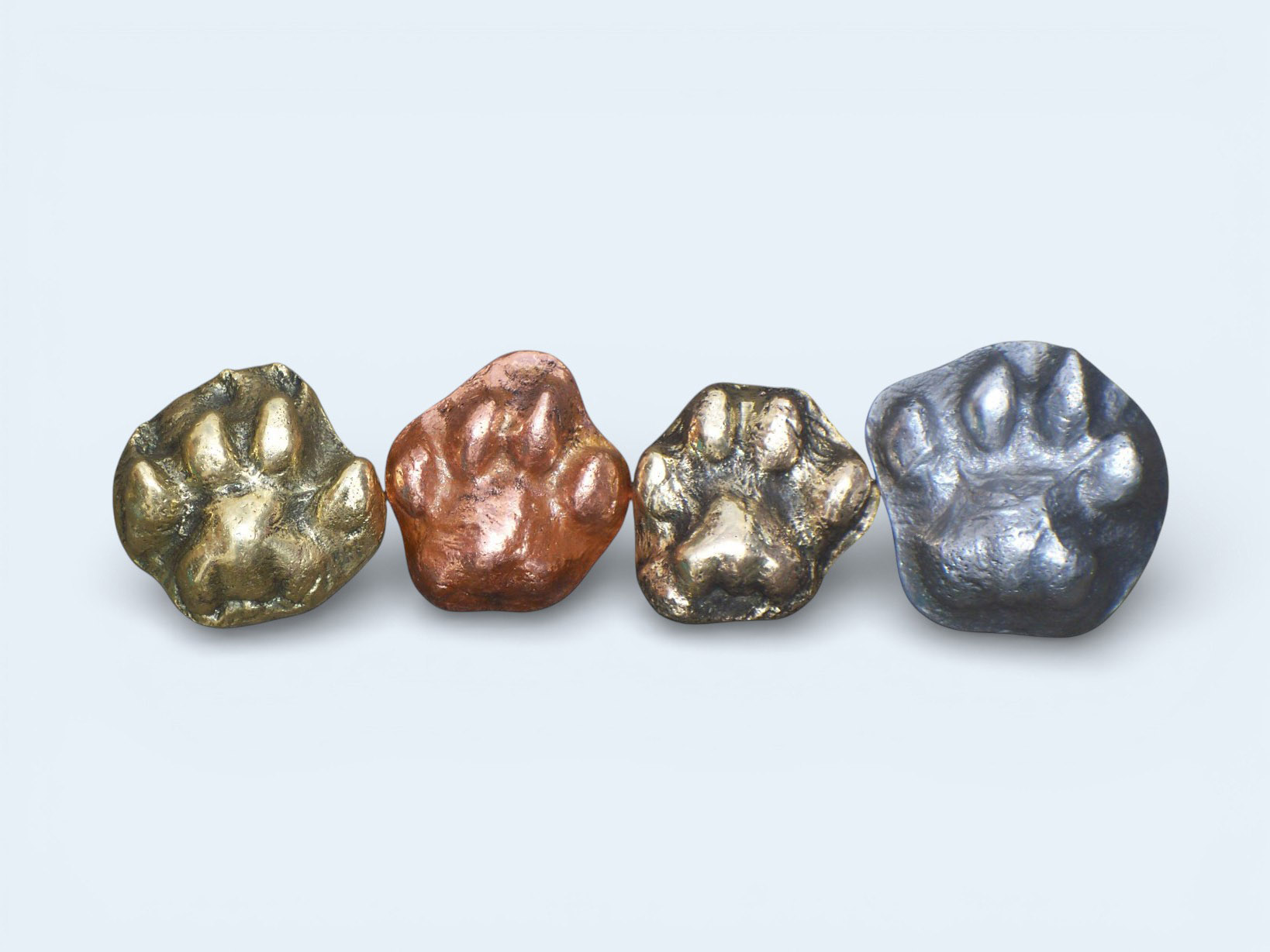 Comparison of brass, copper, bronze, and aluminum Pet-Paw metals